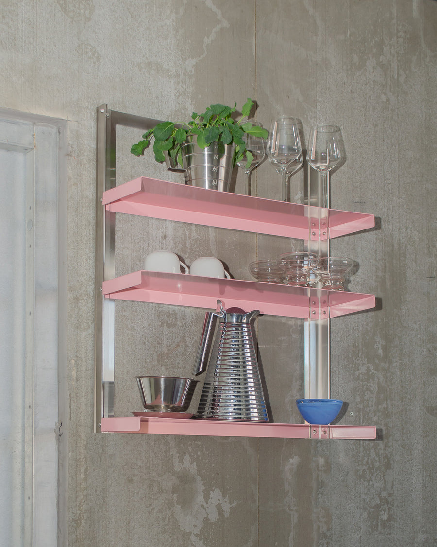 Small wall shelf - Stainless Steel / Pink