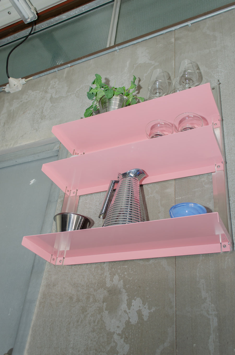 Small wall shelf - Stainless Steel / Pink