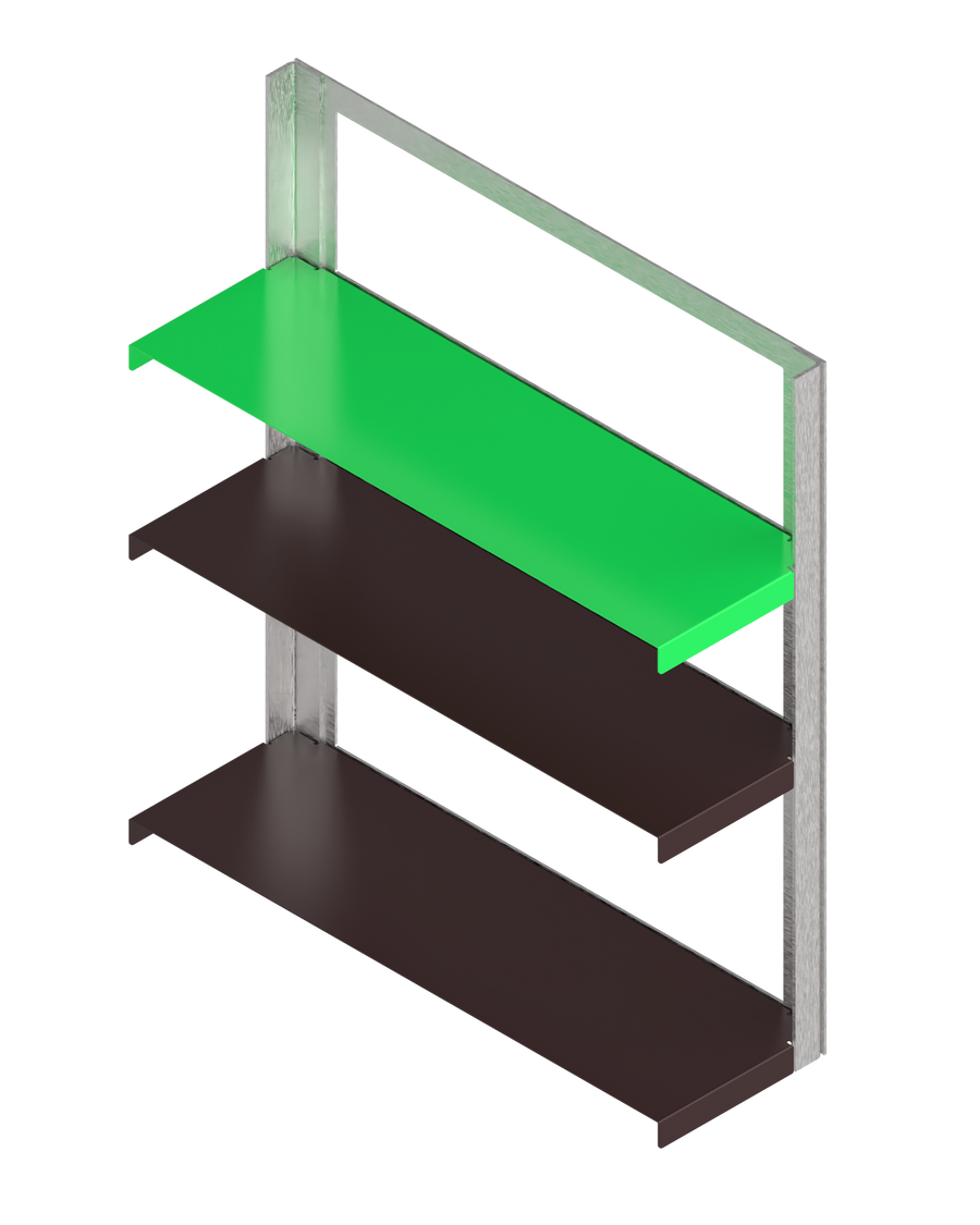 Small wall shelf - Stainless Steel / Bright Green + Black Red